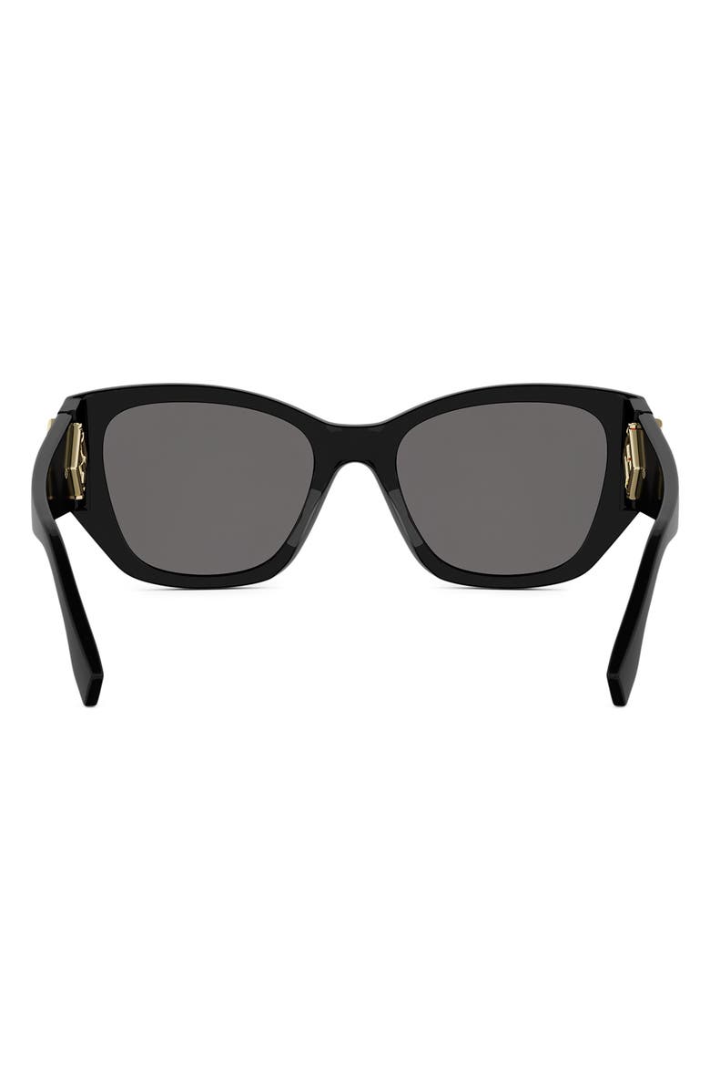 Fendi FF Diamonds 54mm Cat Eye Sunglasses, Alternate, color, Shiny Black / Smoke
