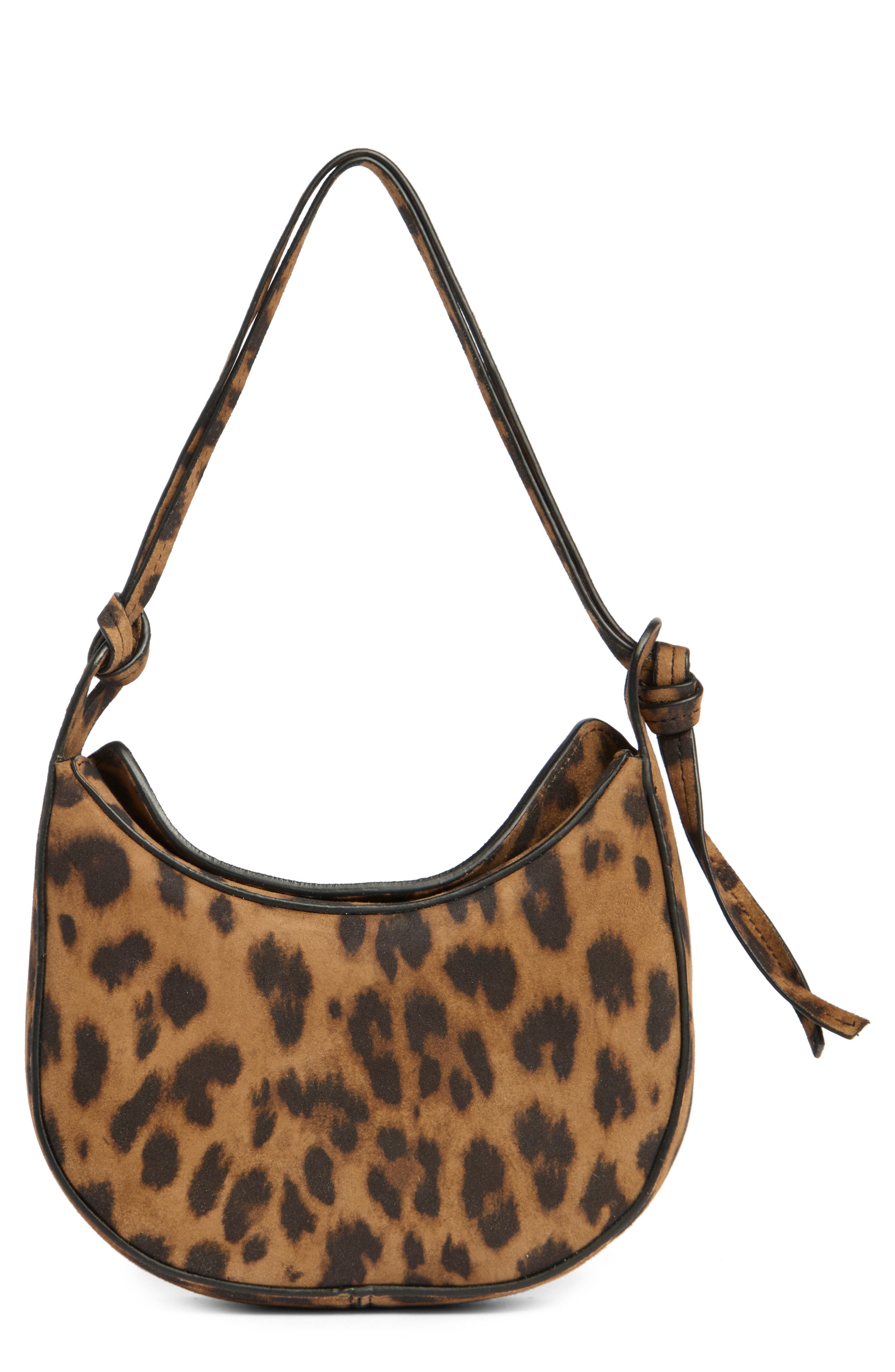Reformation Mini Rosetta Leather Shoulder Bag, Main, color, Leopard Suede