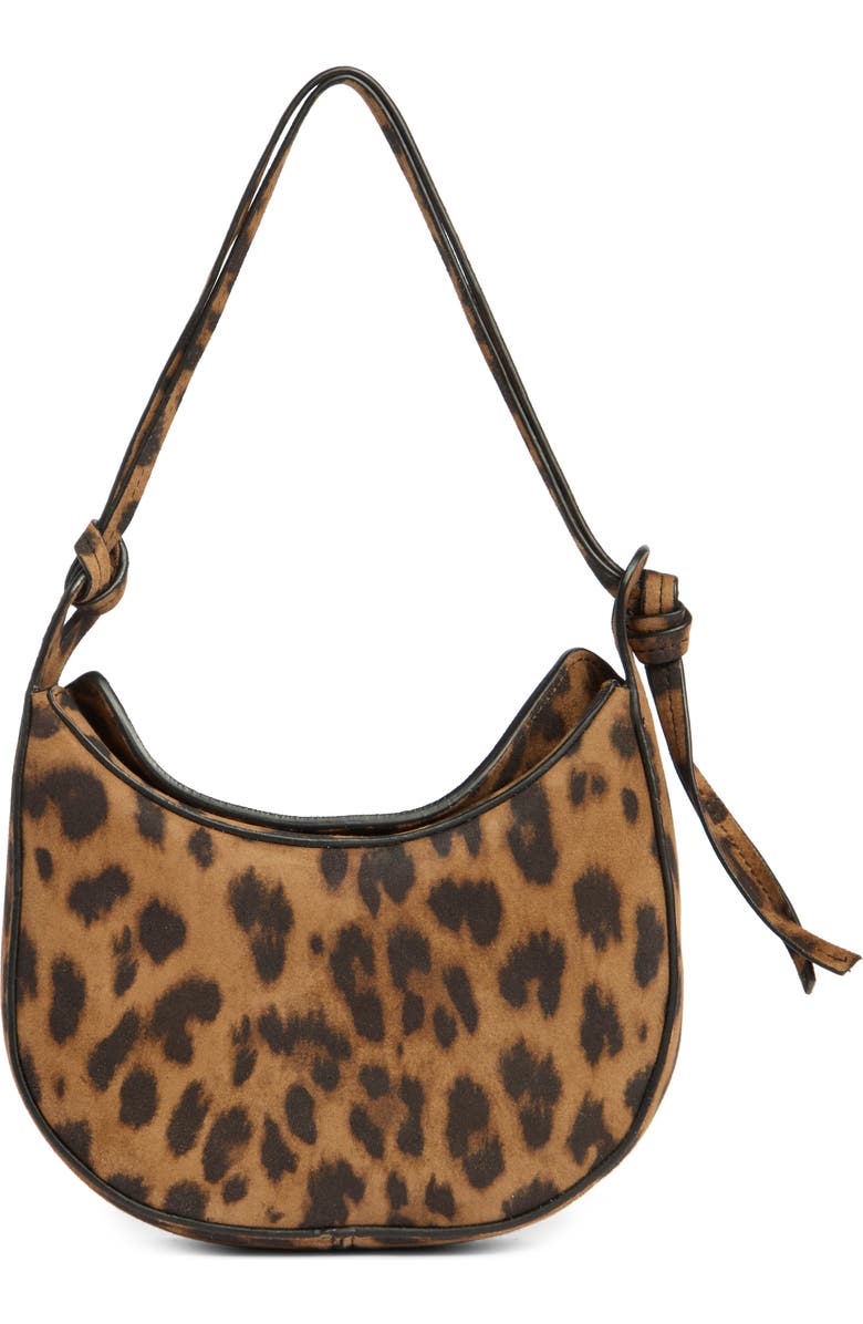 Reformation Mini Rosetta Leather Shoulder Bag, Main, color, Leopard Suede