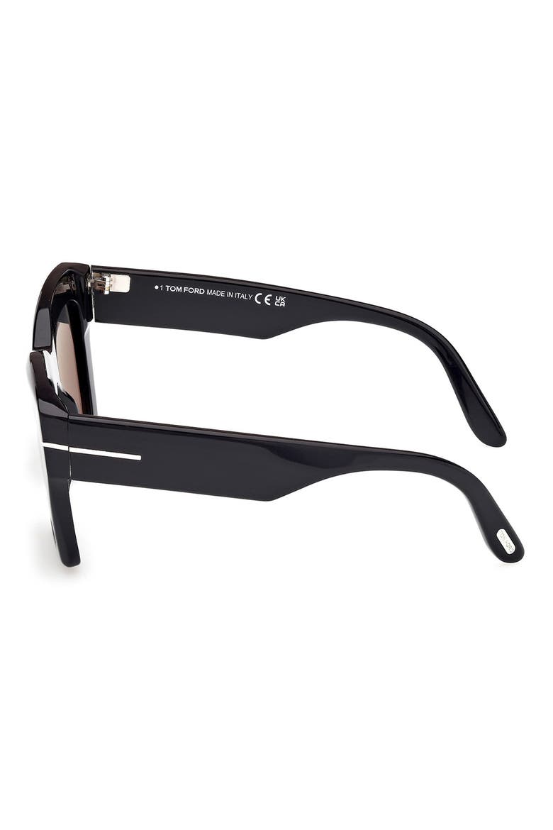 Luna 52mm Butterfly Sunglasses, Alternate, color, SHINY BLACK/ ECO/ LENSES