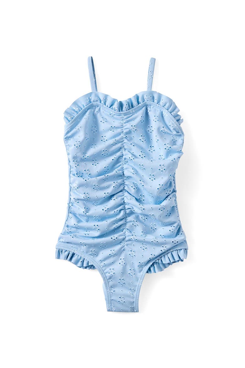 Kid's Claire Frill One Piece, Main, color, Dawn Blue Embroidery