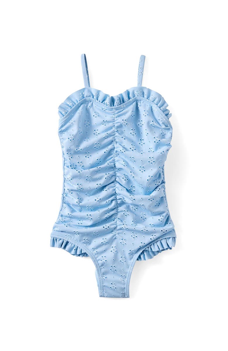 Cotton On Kids Kid's Claire Frill One Piece, Main, color, Dawn Blue Embroidery