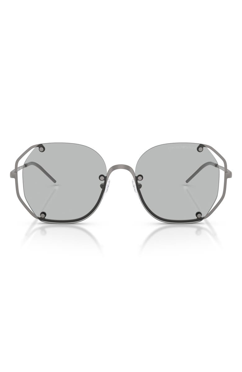 Emporio Armani 54mm Irregular Sunglasses, Main, color, Matte Gunmetal/ Light Grey