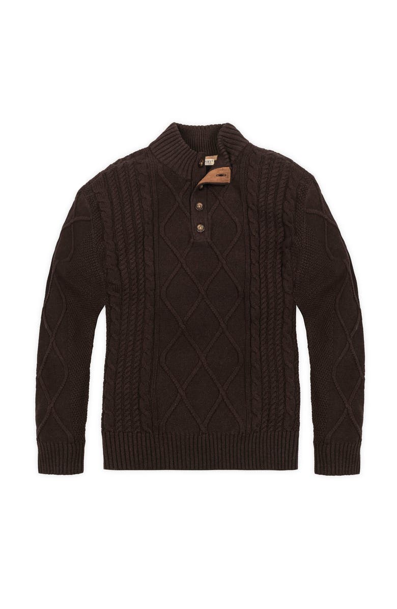 Hope & Henry Organic Mock Neck Cable Sweater, Alternate, color, Chocolate Heather
