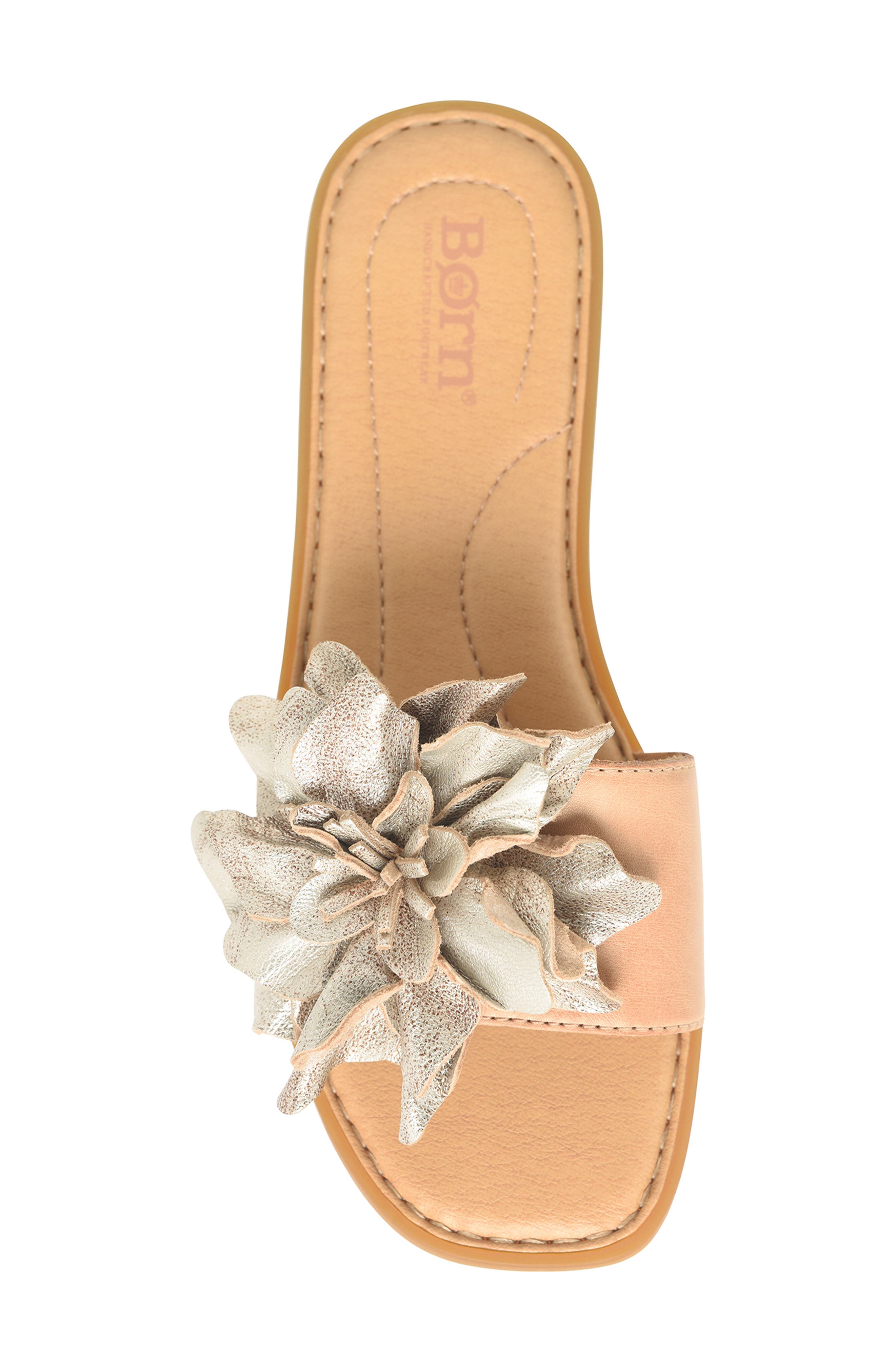 Børn Hibiscus Slide Sandal, Alternate, color, Light Gold Metallic Combo