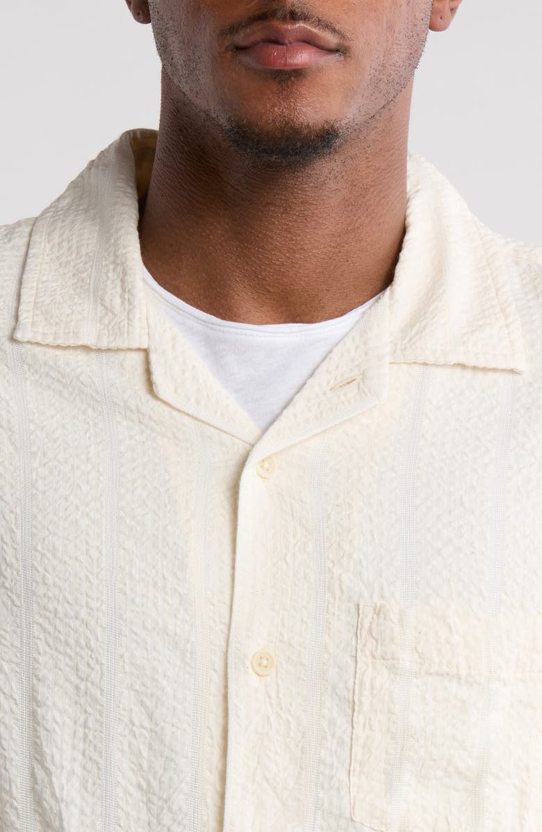 Corridor Stripe Seersucker Camp Shirt, Alternate, color, White