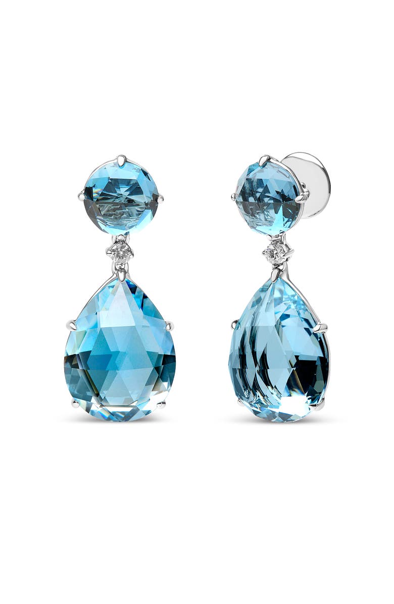 Haus of Brilliance 18K Gold 1/5 Ct Diamond with London Blue & Sky Blue Topaz Gemstone Dangle Earring, Alternate, color, White