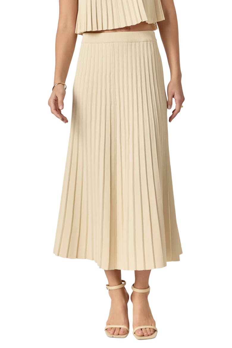 Pleated Knit Midi Skirt, Main, color, IVORY