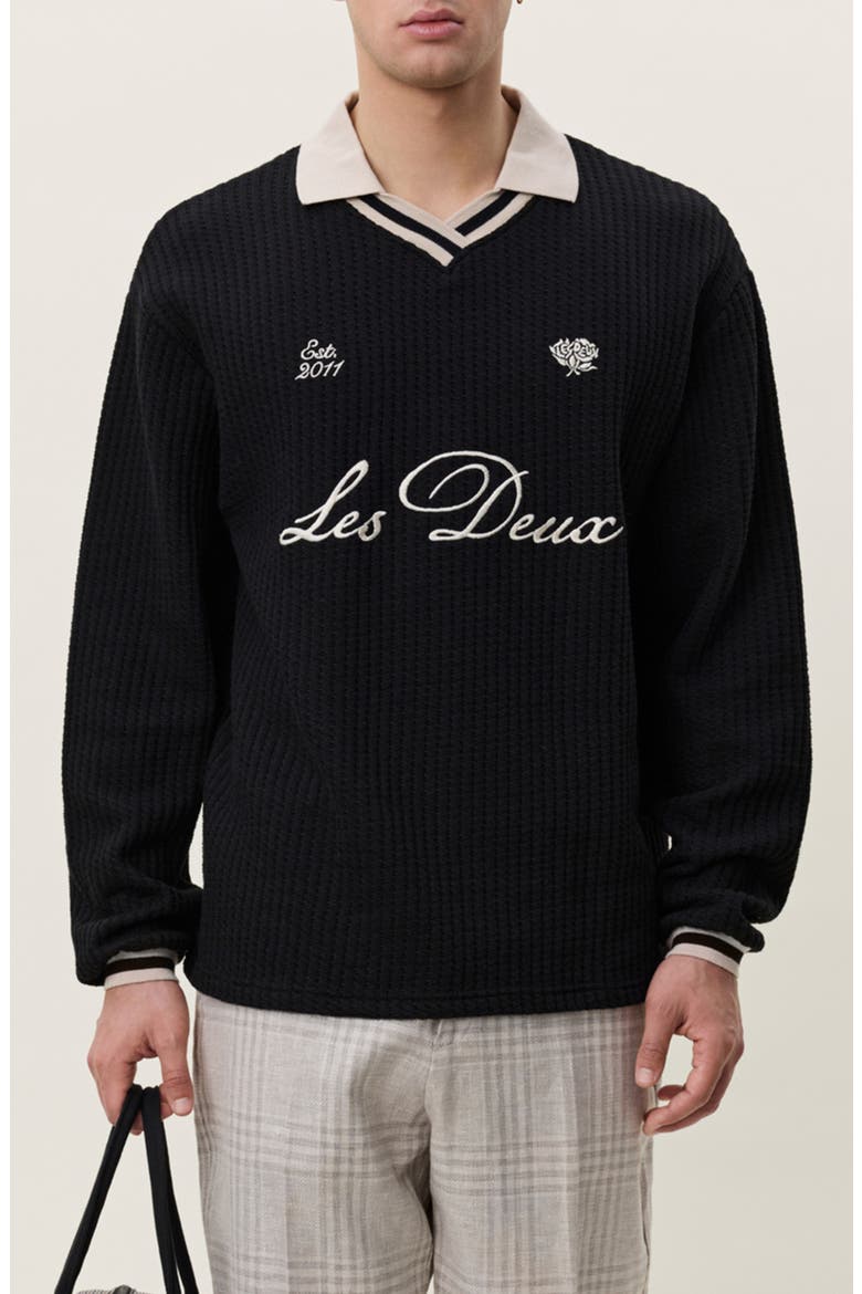 Oversize Waffle Knit Sweater Jersey, Main, color, BLACK