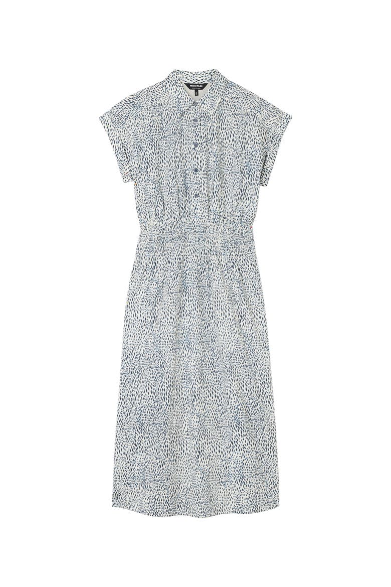 Flecked Animal Collared Dress, Alternate, color, Navy/Multi