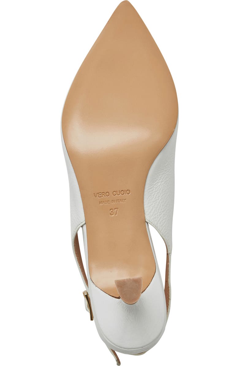 Bruno Magli Fiona Slingback Pointed Toe Pump, Alternate, color, White Crinkled Paten