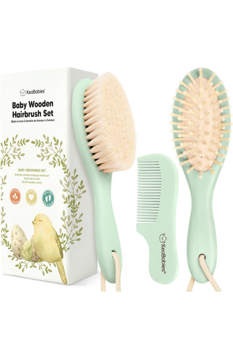 Baby Hair Brush and Comb Set, Main, color, Sage