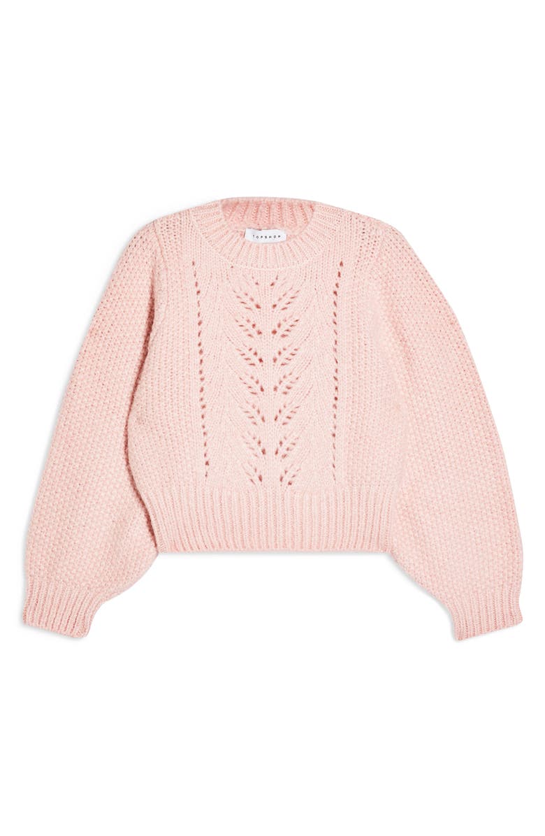 Topshop Stitchy Crop Sweater, Alternate, color, 