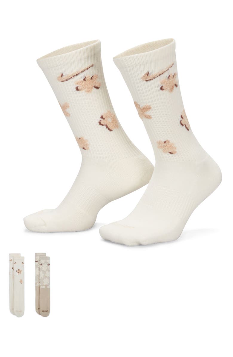 Nike Assorted 2-Pack Dri-FIT Everyday Plus Flower Power Cushioned Crew Socks, Alternate, color, 