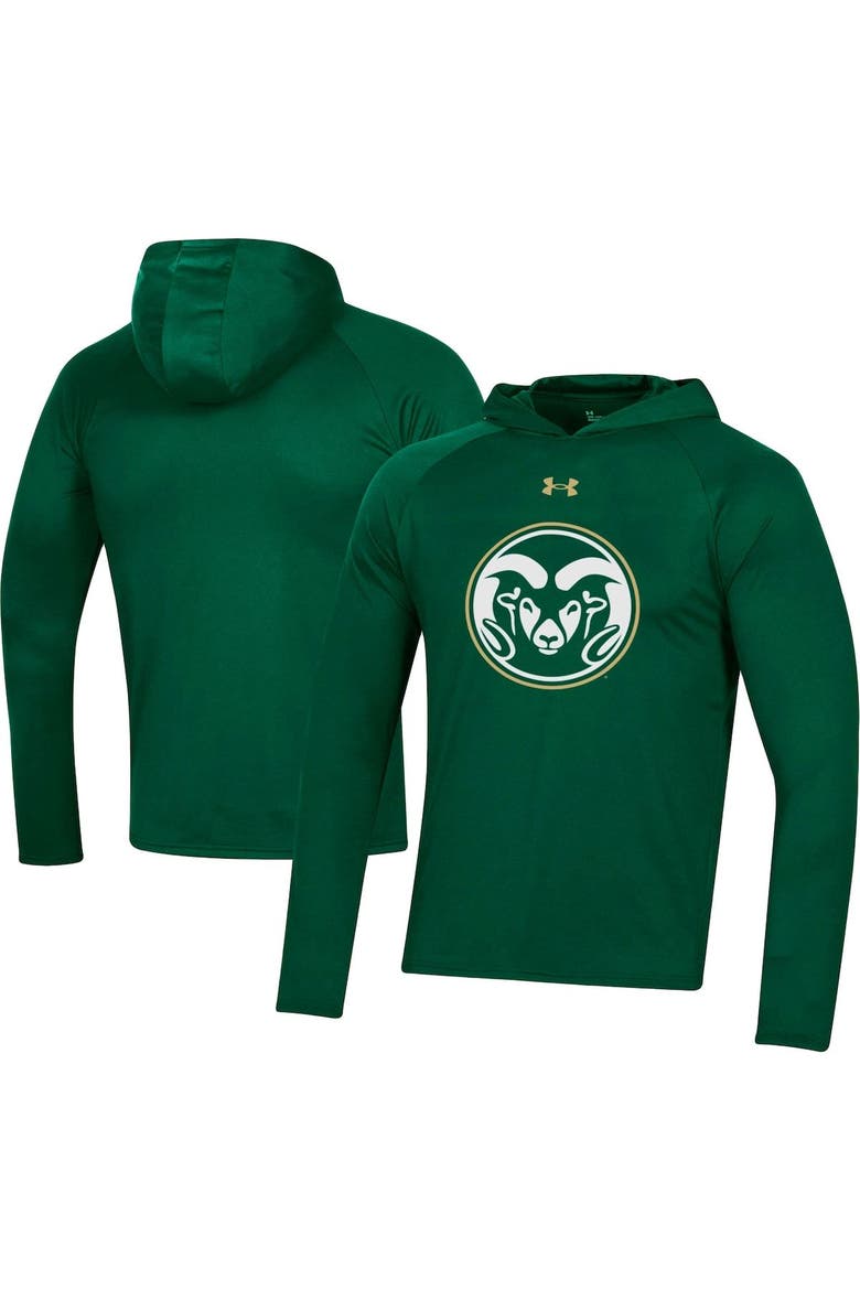 Men's Under Armour  Green Colorado State Rams School Logo Raglan Long Sleeve Hoodie Performance T-Shirt, Main, color, Green