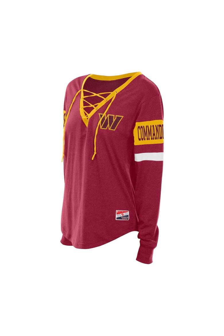 Women's New Era  Burgundy Washington Commanders Throwback Lace-Up Long-Sleeve T-Shirt, Alternate, color, Burgundy