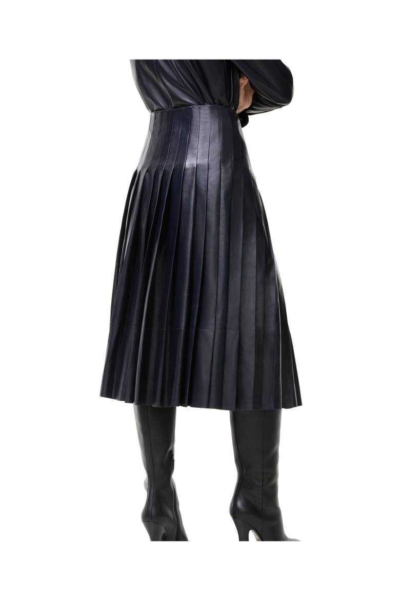 Pleated Leather Skirt, Alternate, color, Iris purple