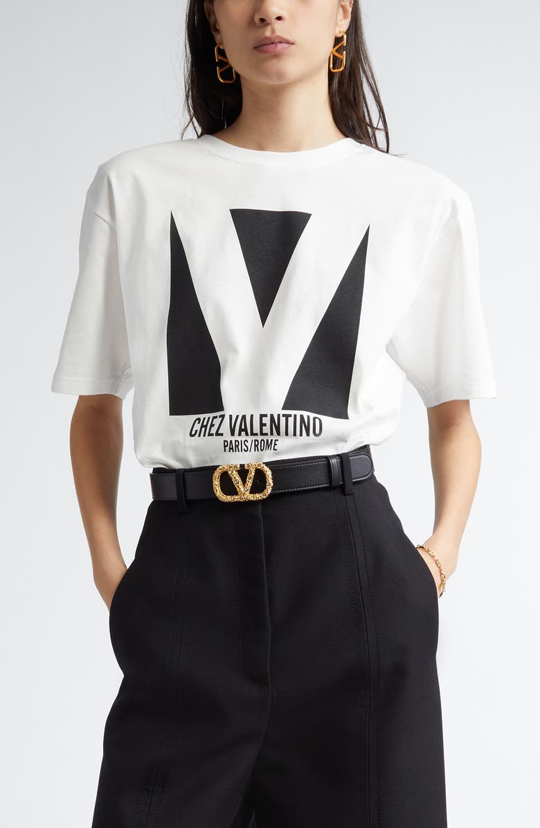 Valentino Garavani Chez Valentino Oversize Logo Graphic T-Shirt, Main, color, Ivory