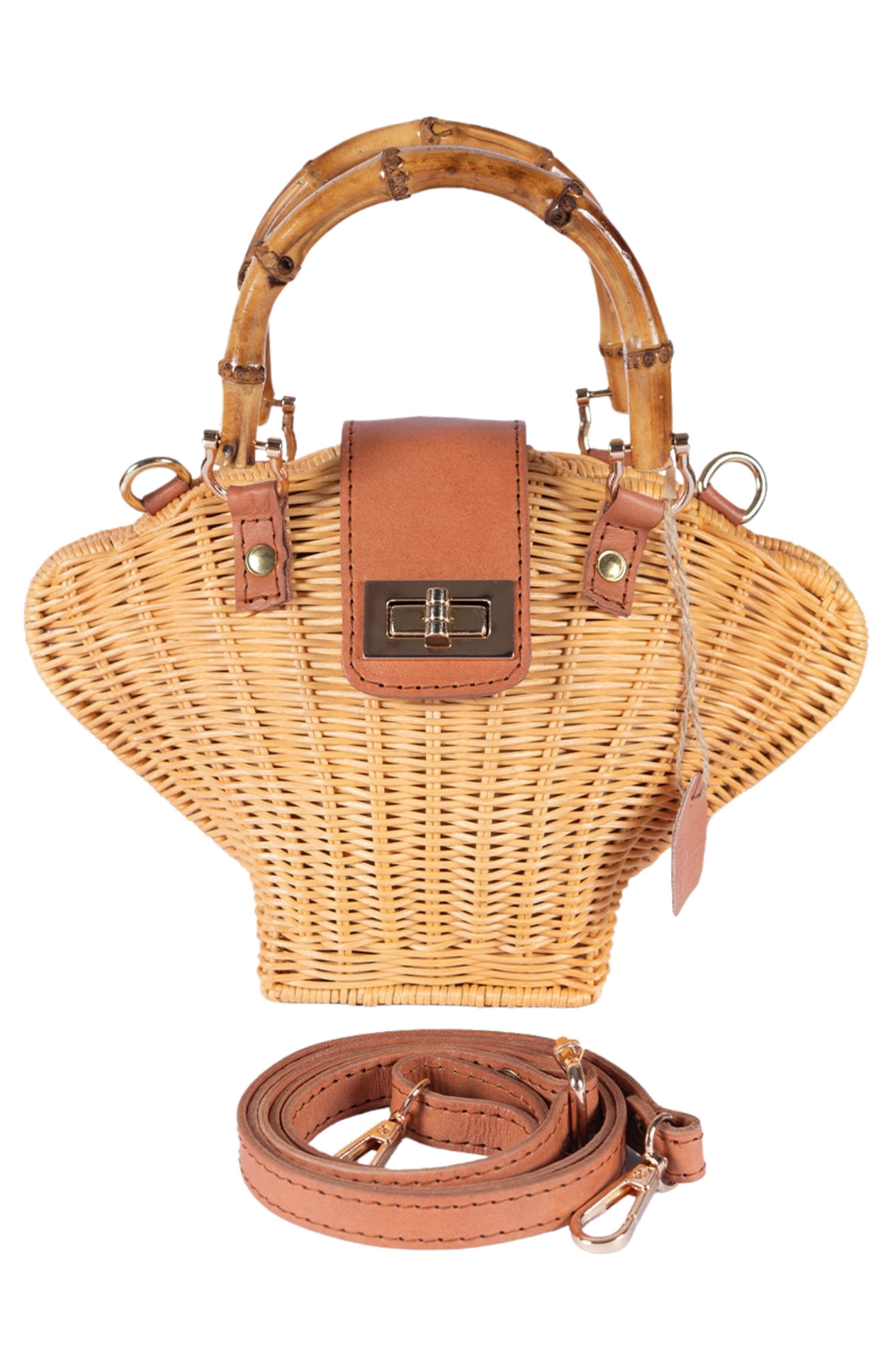 Jelavu Maree Handwoven Rattan Seashell Bag, Alternate, color, Tan