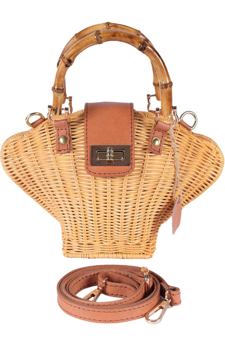 Jelavu Maree Handwoven Rattan Seashell Bag, Alternate, color, Tan