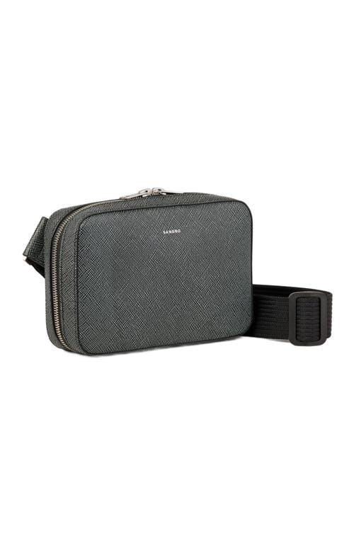 Sandro Small Recycled Leather Bag In Graphites