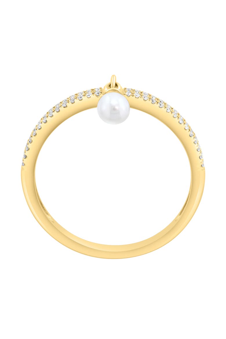 Freshwater Pearl and Diamond Dangle Ring, Alternate, color, WHITE