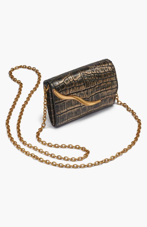 Malverne Metallic Croco Wallet On String