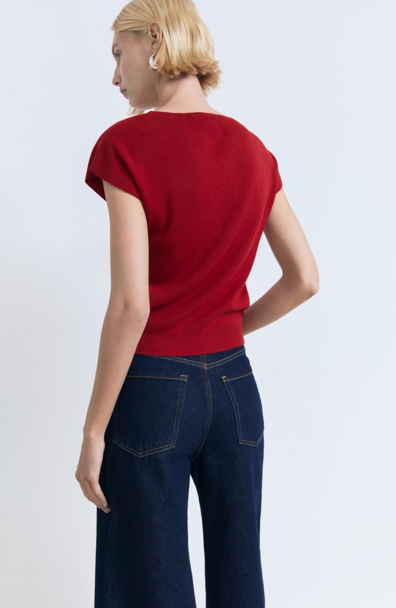 MANGO Fine Knit Cap Sleeve Sweater, Alternate, color, Red