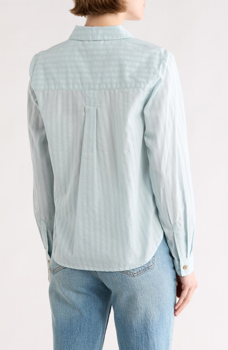 beachlunchlounge Candace Stripe Cotton Button-Up Shirt, Alternate, color, Sea Salt