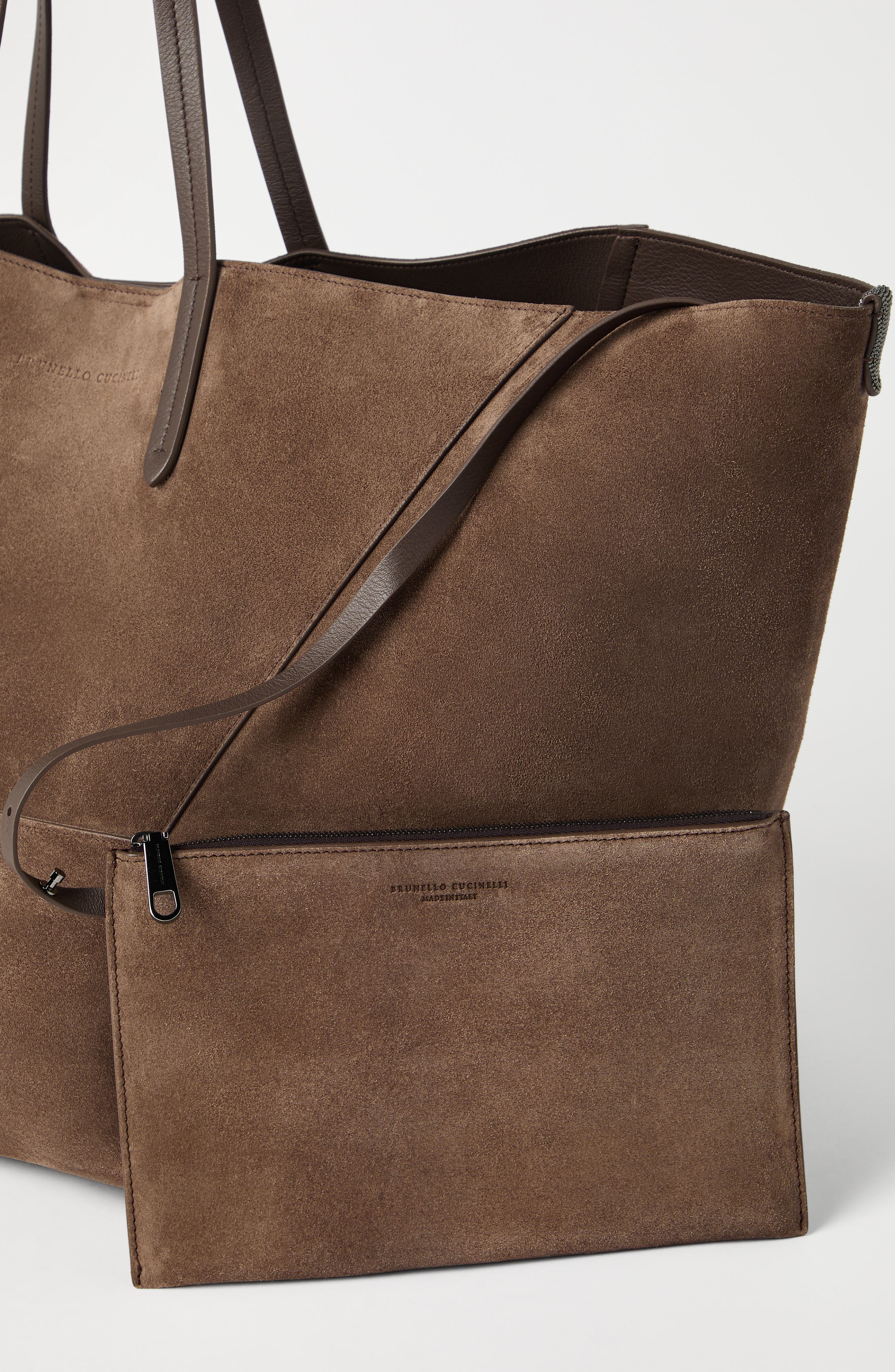 Brunello Cucinelli Large suede BC Duo bag, Alternate, color, 