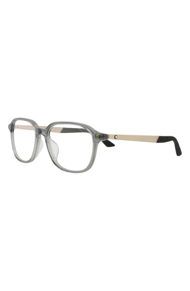 Montblanc 53mm Round Optical Glasses, Alternate, color, Grey Gold Transparent