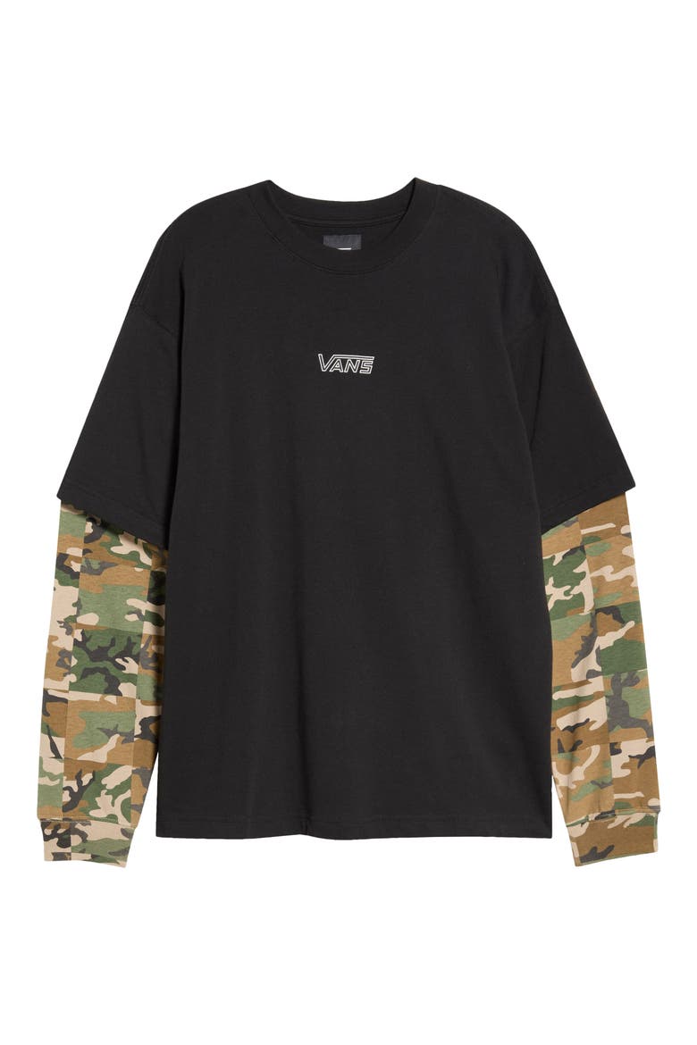 Easy Living Layered Cotton Graphic T-Shirt, Main, color, BLACK