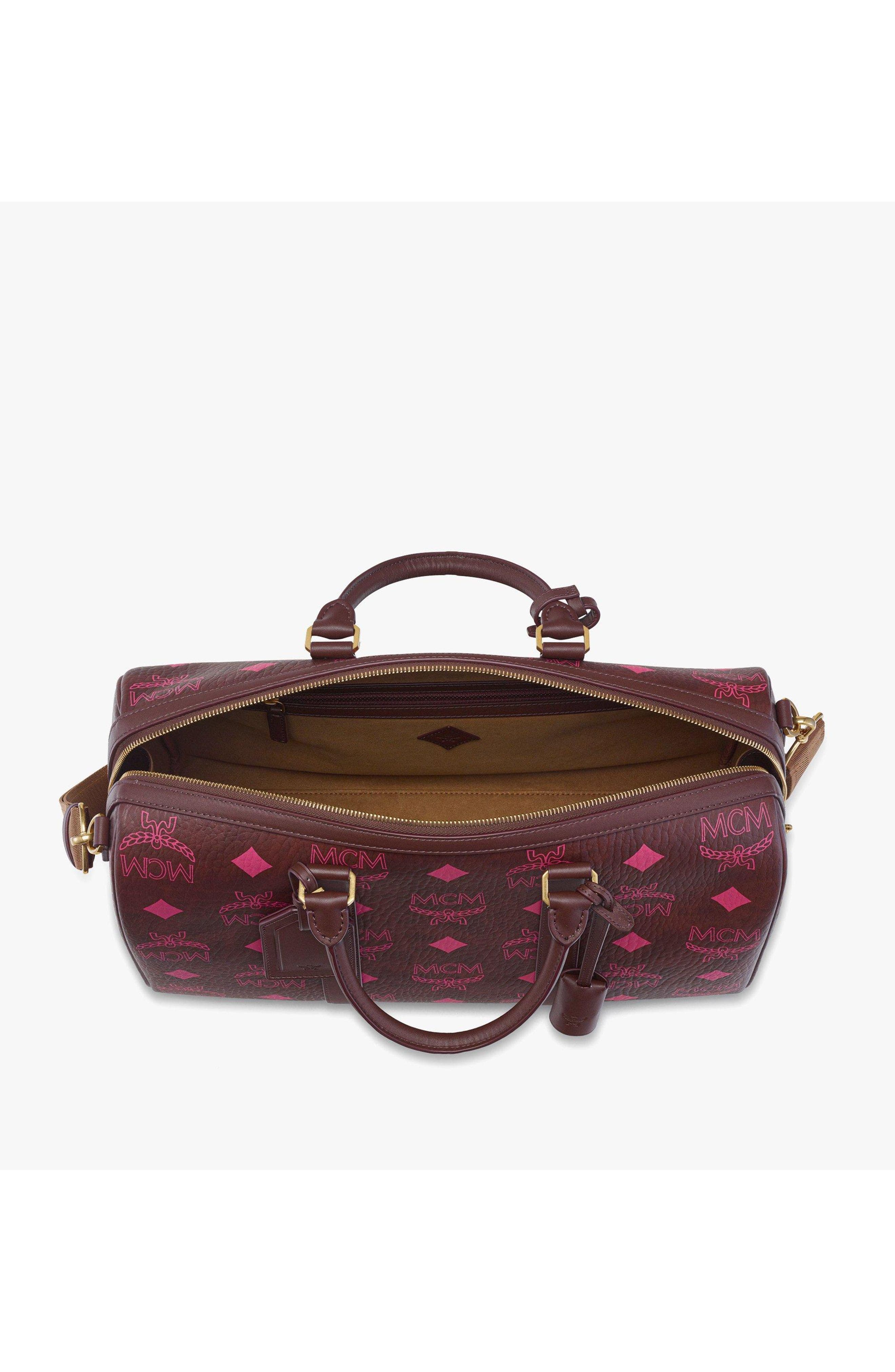 MCM Small Ottomar Weekender Bag in Maxi Visetos, Alternate, color, Cinnamon