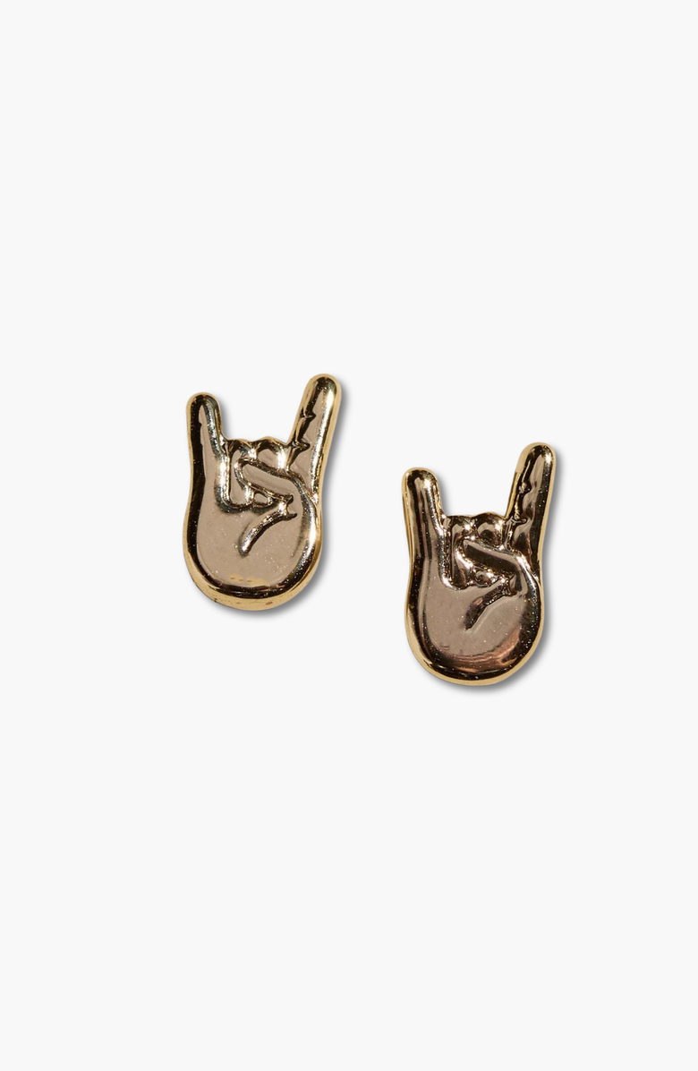 Nickel & Suede Rock On Studs, Main, color, Gold