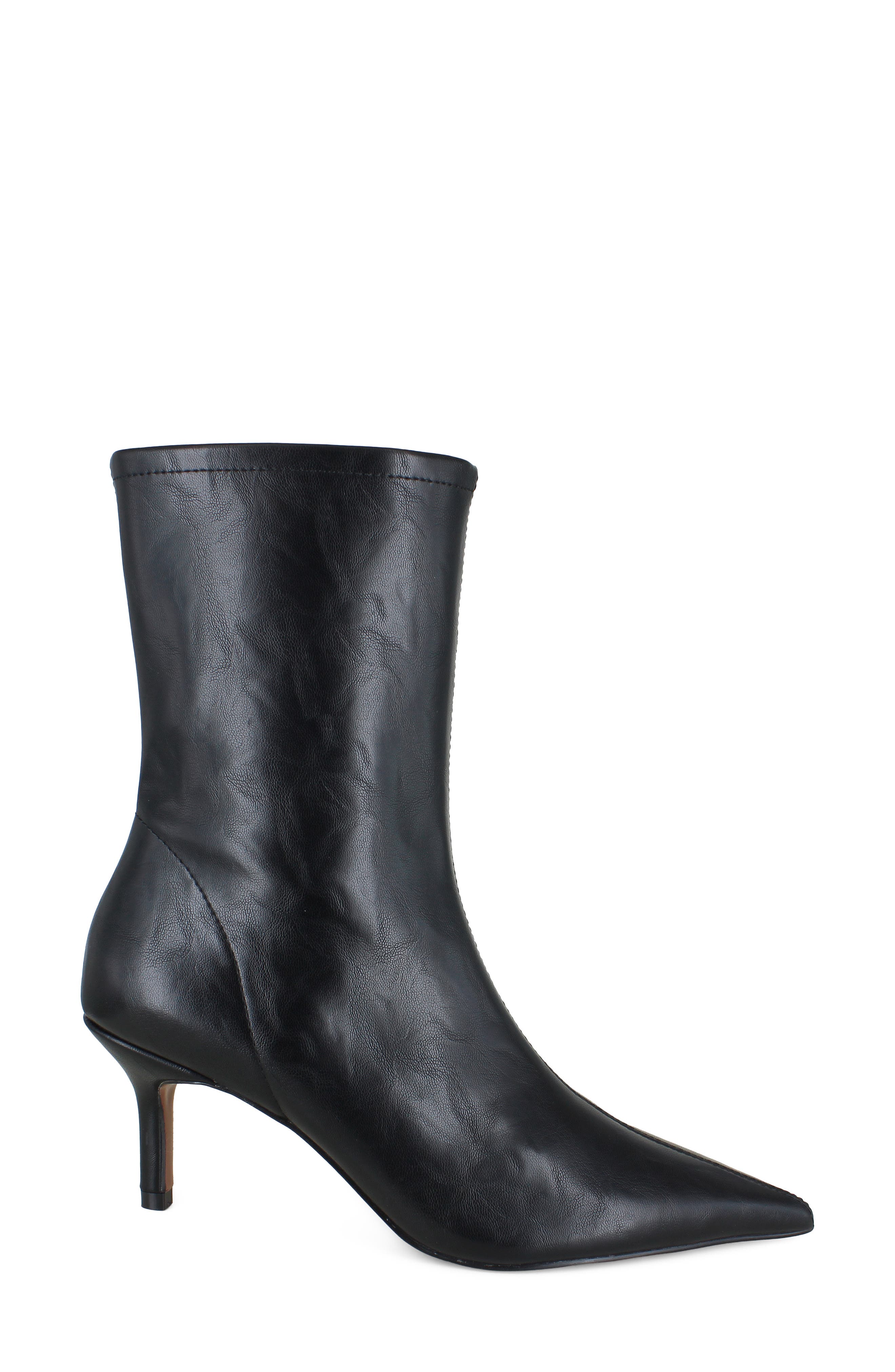 Rosalind Faux Leather Bootie, Alternate, color, BLACK