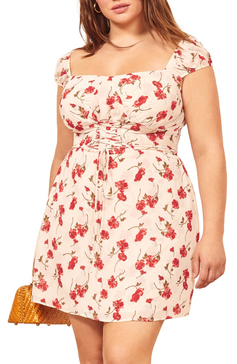 Reformation Jess Lace-Up Minidress, Alternate, color, 