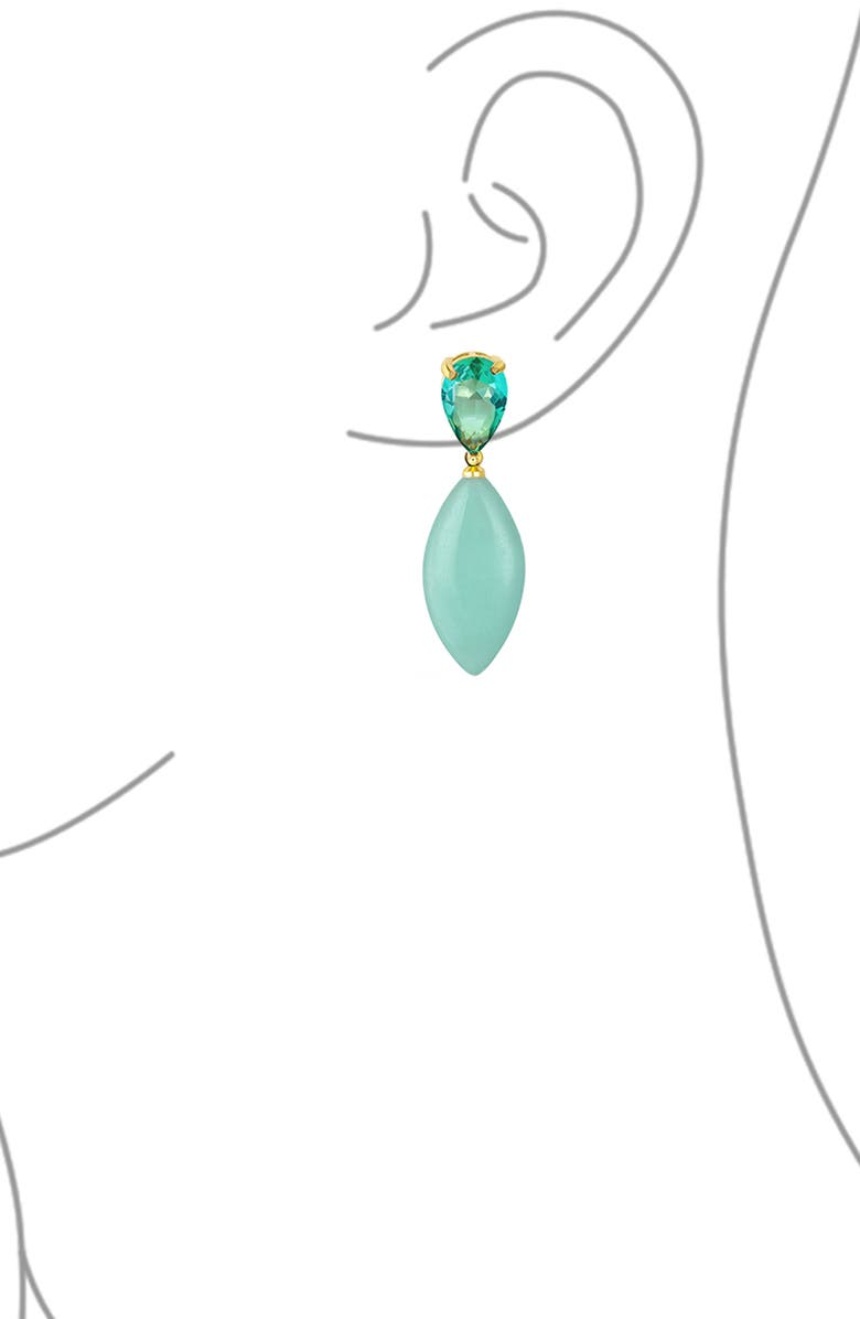 BLING JEWELRY Geometric Amazonite Teardrop Earrings, Alternate, color, Green