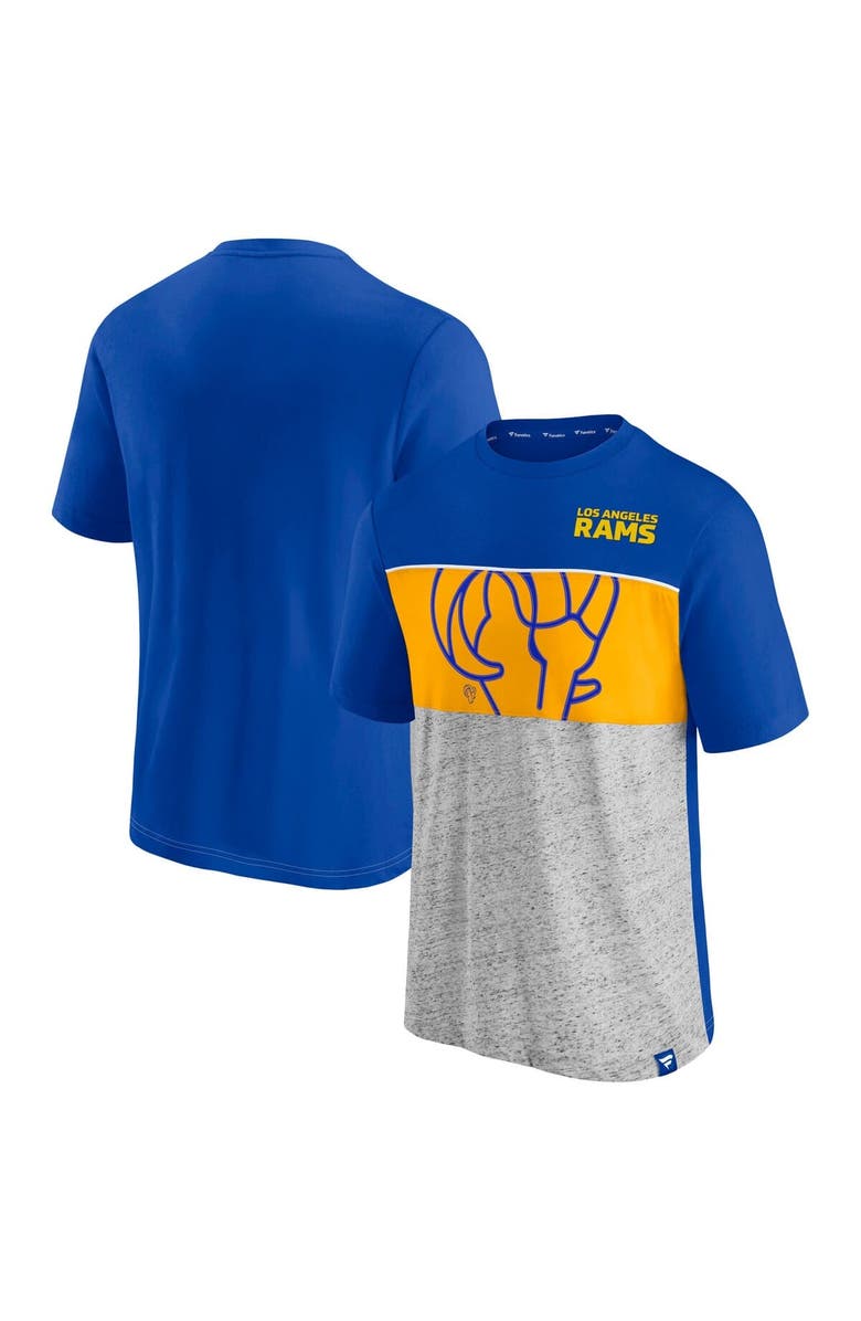FANATICS Men's Fanatics  Royal Los Angeles Rams Color Block Big Lap Tri-Blend T-Shirt, Main, color, 