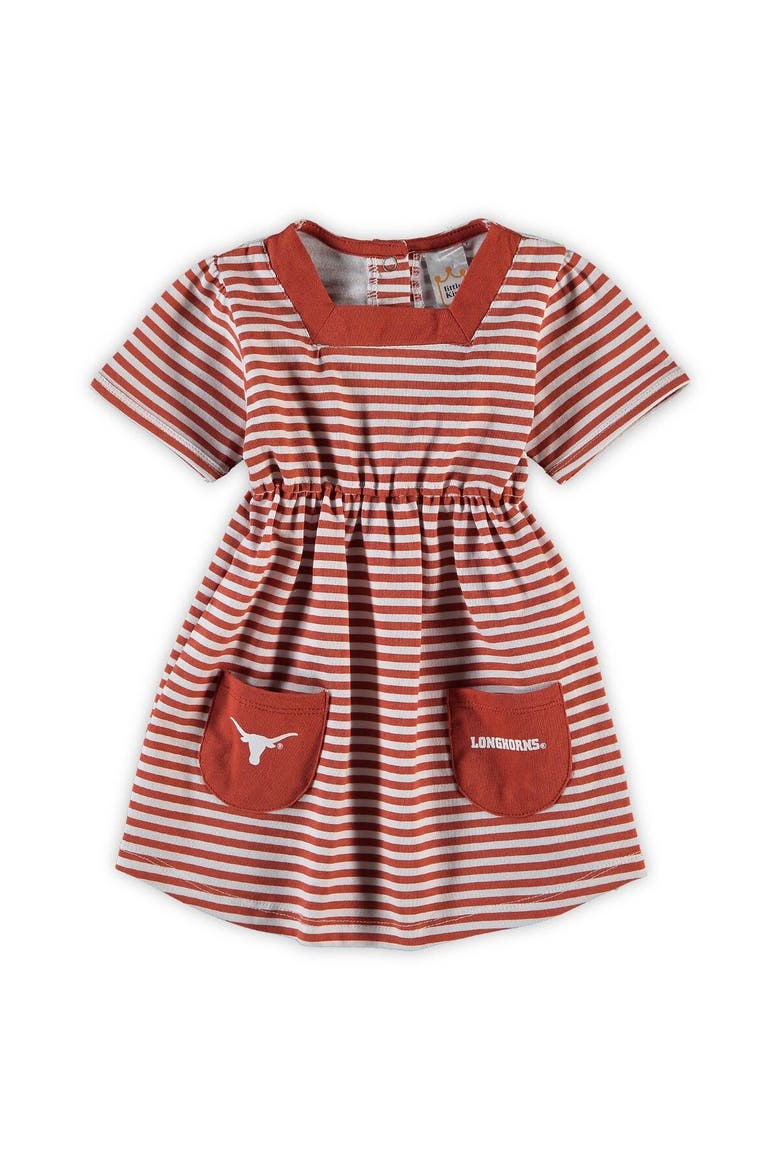 Girl's Toddler Texas Orange Texas Longhorns Striped Dress with Pockets, Alternate, color, Burnt Orange