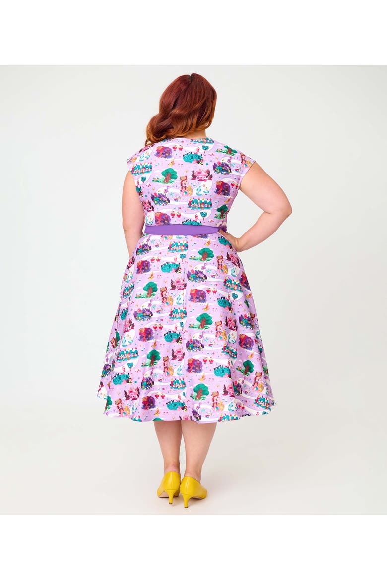 Plus Size 1950s Hedda Swing Dress, Alternate, color, Purple Wonderland Print