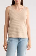 T Tahari Double V-Neck Pointelle Sweater Tank