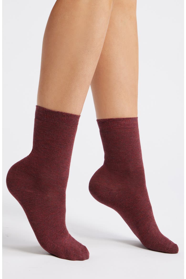 Lightweight Crew Socks, Main, color, BURGUNDY HEATHER