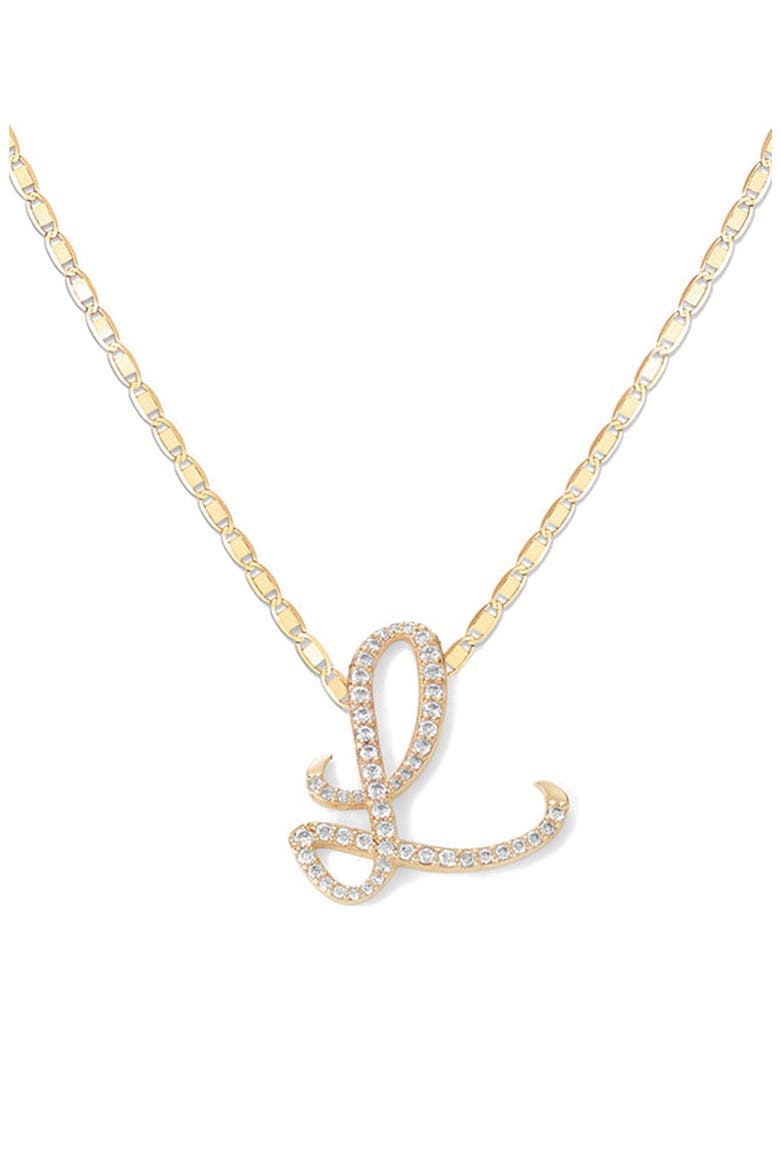 Malibu 14K Gold & Diamond Initial Pendant Necklace, Main, color, 14K YELLOW GOLD - B