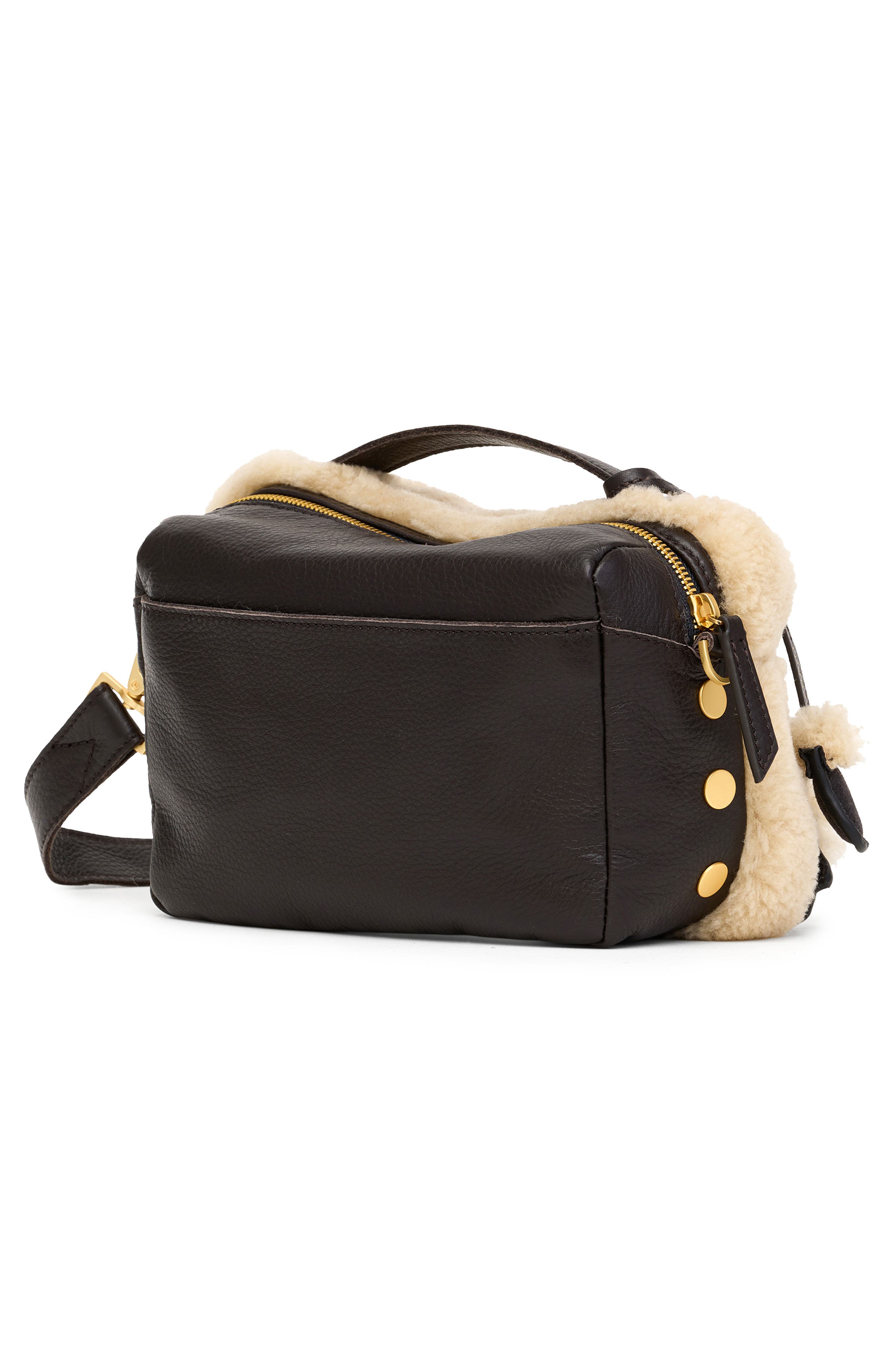 HAMMITT Small Evan Genuine Shearling Crossbody Bag, Alternate, color, Sundance Shearling/Gold