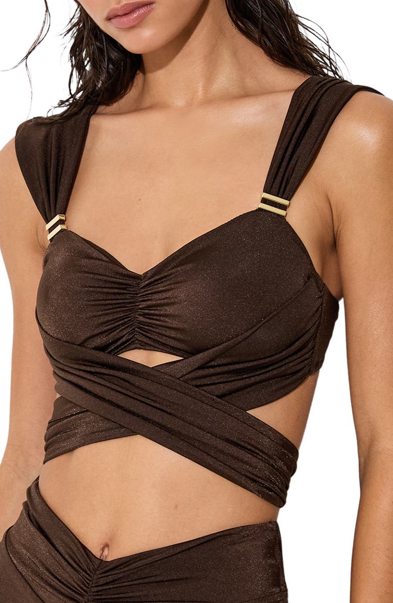 Reiss Maisie Metallic Wraparound Bikini Top, Alternate, color, 