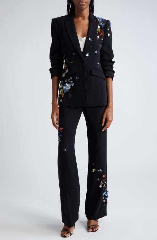 Cinq À Sept Kingsley Sequin Flower Straight-leg Pants In Black/multi
