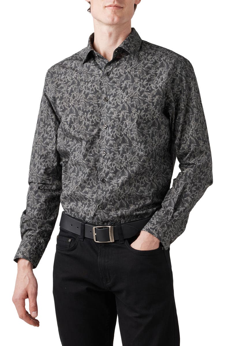 Rodd & Gunn Forest Park Trim Fit Vine Print Cotton Button-Up Shirt, Main, color,