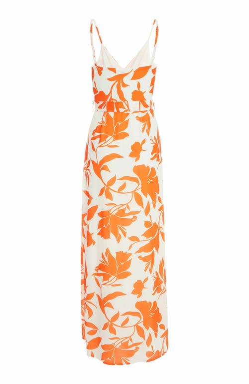 Quiz Crepe Maxi Dress With Slit In Multi