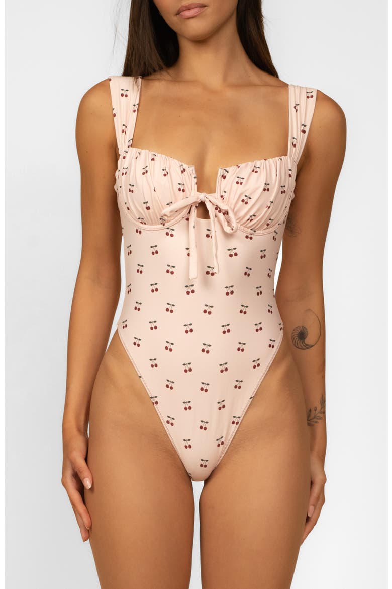 Petal Underwire One-Piece Swimsuit, Main, color, CHERRIES