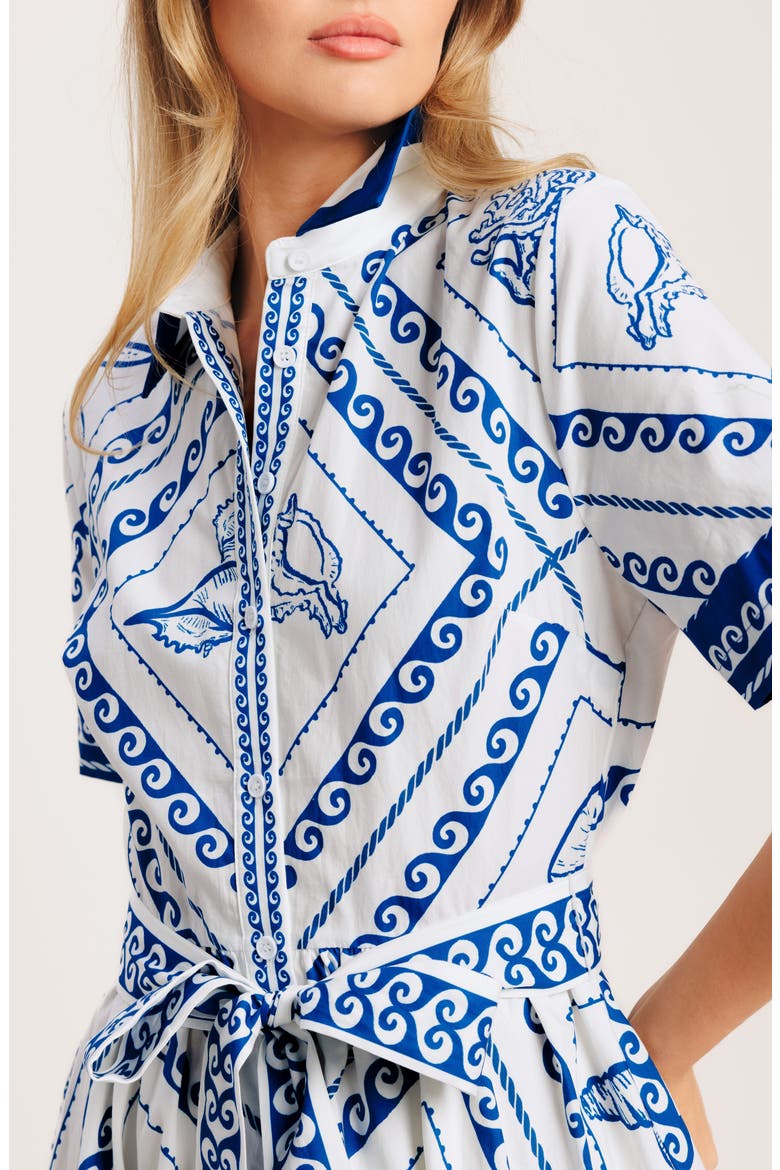 Printd Belted Shirtdress, Alternate, color, WHITE/ BLUE
